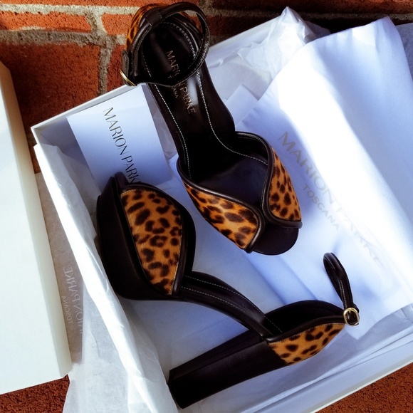 Marion Parke Shoes - Marion Parke 'Annie' Leopard Ankle Strap Platforms